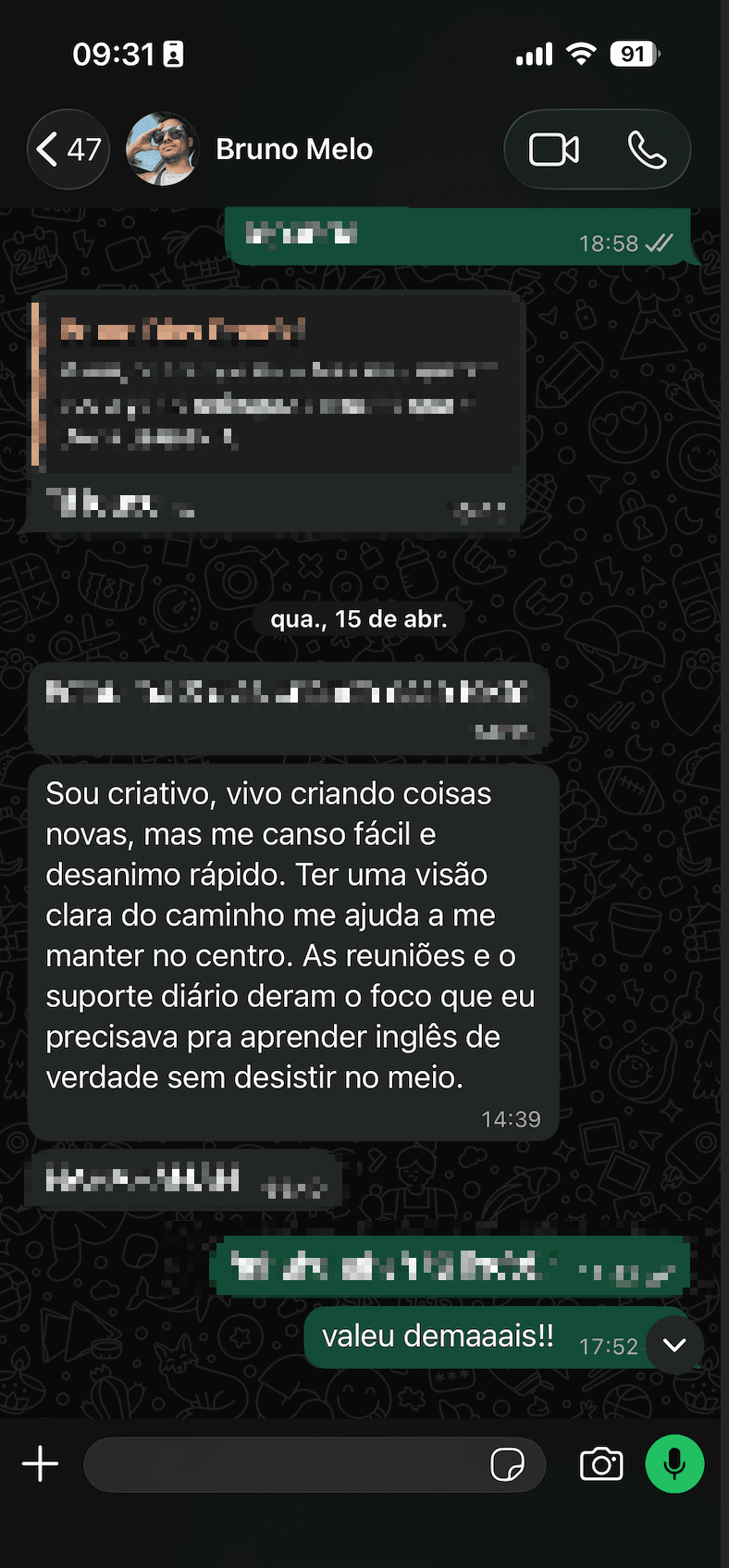 Depoimento do Bruno Melo